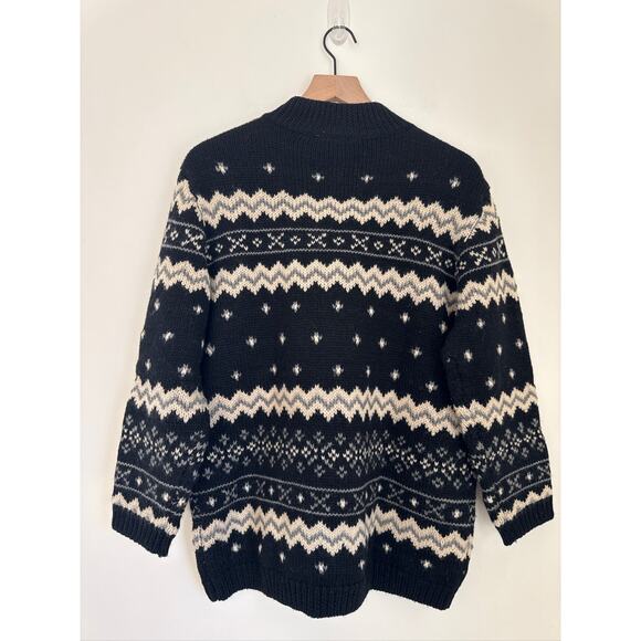 Vintage Liz Claiborne Fair Isle Oversized Wool Sweater Petite M - Picture 6 of 7